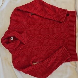 Jamie and Jack Shawl cable knit Christmas sweater sz 8 red